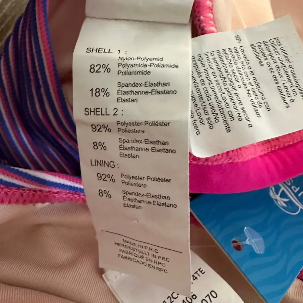 Cupshe Multicolor Pink V-Neck Crisscross Tie Back 2 Piece Swimsuit Size S NWT - Picture 4 of 6